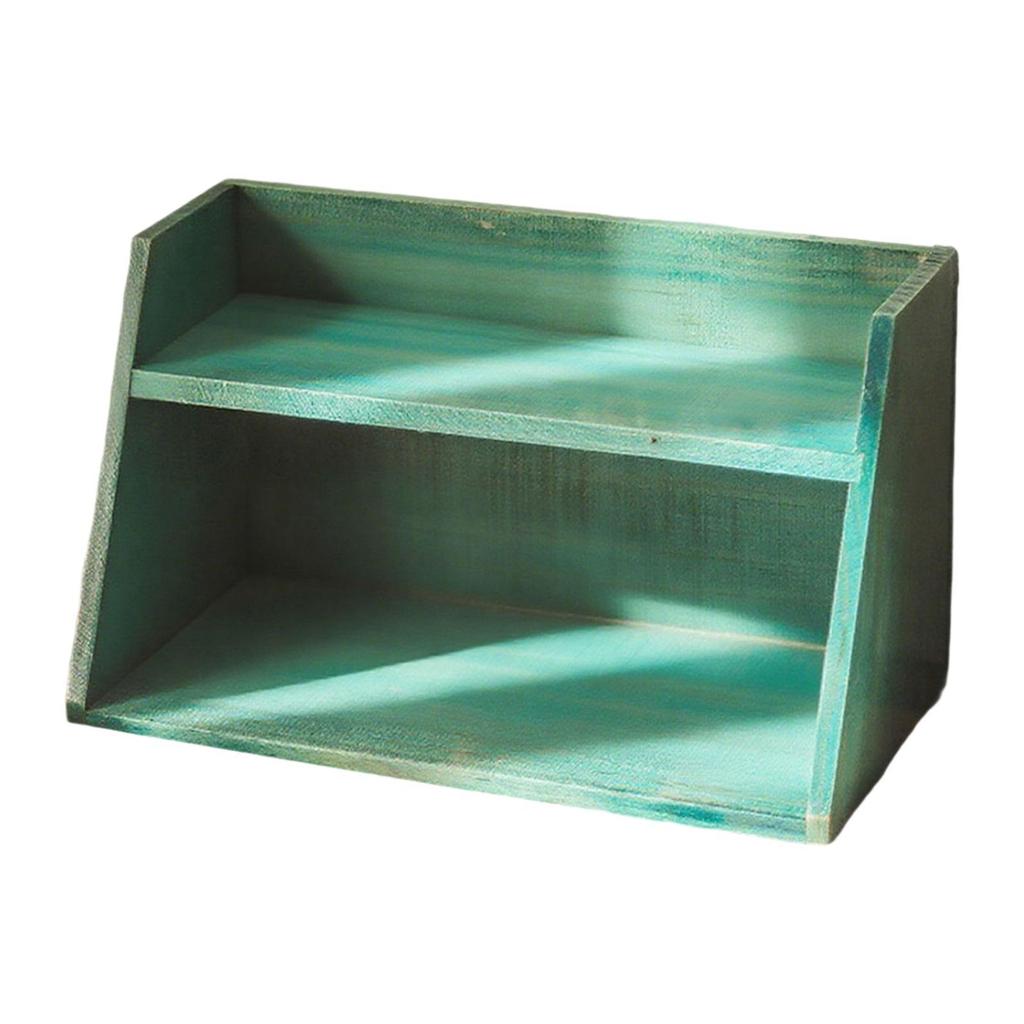 Desktop Wood Makeup Organizer Compact Double Layer Desk Storage Box Cosmetic Organizer for Bedroom Vanity Use