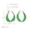 New Fashion Green Enamel Hoop Earrings For Women  Rose Gold Color Girl Party Eardrop Accessories Wedding Jewelry