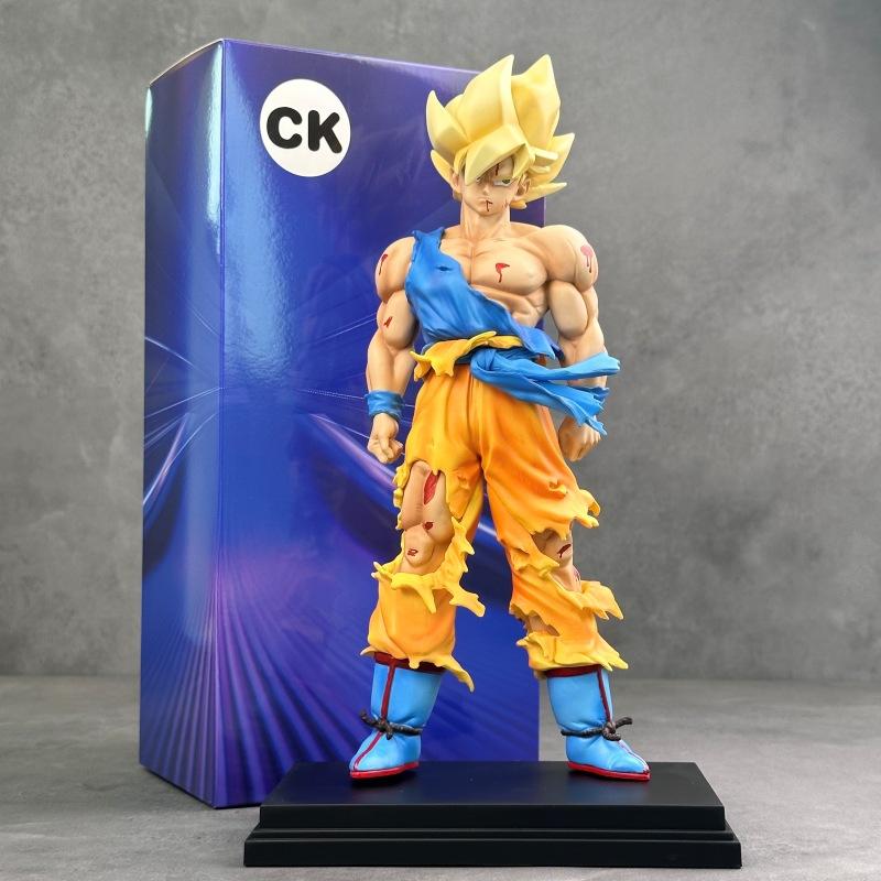 Dragon Ball Mountain and River First Super Goku Super Saiyan Statue Battle Damaged Goku Boxed Animation Figure Model