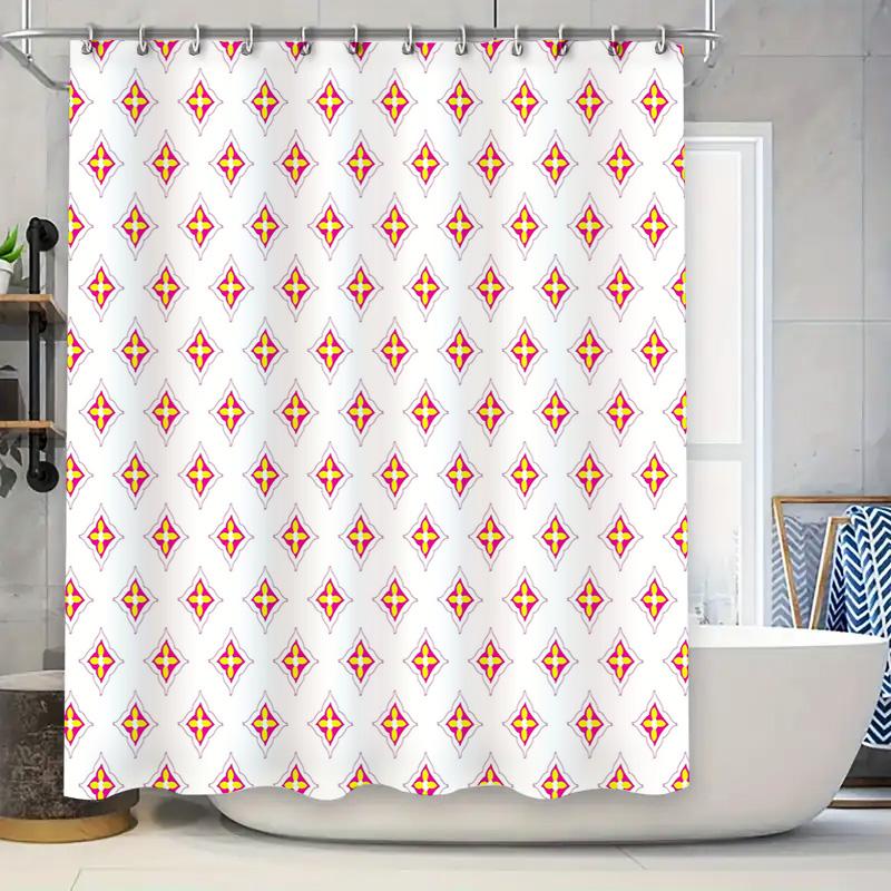 

Vibrant Diamond Pattern Shower Curtainbrighten Up Your Bathroom With A Pop Of Color! Decorate Your Space In Style With Our Eye-C W60H190(CM)-1 Pcs