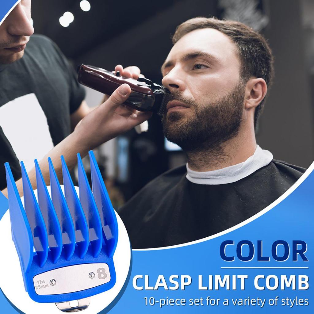10-Piece Electric Clipper Guide Tool Set for Hairdressing and Barbering