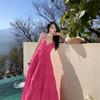 Women's Summer Holiday Seaside Hanging Neck Backless Big Swing Long Dresses