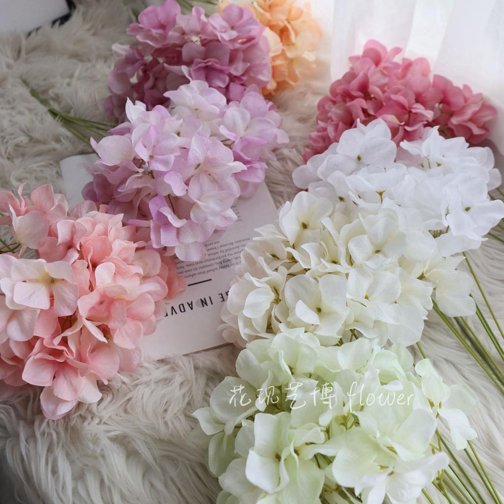 4pcs 7 Branches Hydrangea Artificial Flowers Bouquet Home Wedding Decor Centerpiece Table Arrangement Silk Floral DIY Crafts