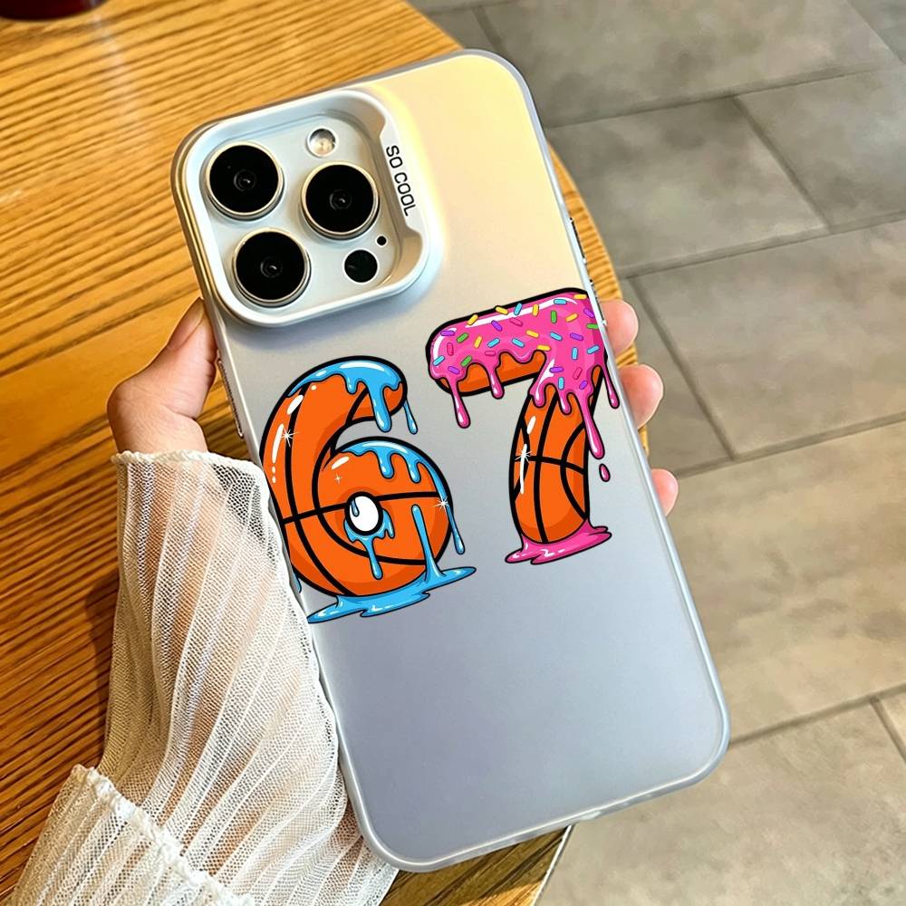 Six Seven 6 7-Football Phone Case For iPhone 17,16,15,14,13,12,11 Plus,Pro Max,XS,Colored silver phone case iPhone17
