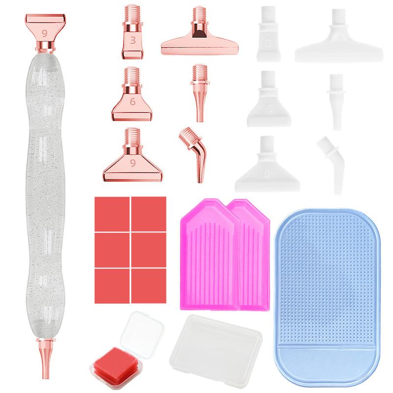 Glitter Gradient Resin Diamond Painting Pen Kit 12 Interchangeable Tips 6 Wax Blocks 2 Sorting Trays Correction Tool Ergonomic Grip
