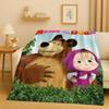26 Stili Cartone Animato M-Masha e B-Orso Regalo di Natale Coperta in Flanella, Coperta Morbida Ultra Peluche per Casa Camera da Letto Letto Divano Copertura Bambini