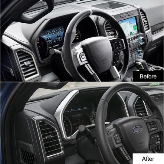 3x Silver Dashboard Strip Trim trument Cover For Ford F150 15-20 Accessories