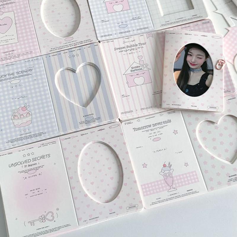 10Pcs/Pack Hollow Window Folding Back Card Kpop 3 Inch Photocard Holder Diy Small Card Decorative Packaging Material