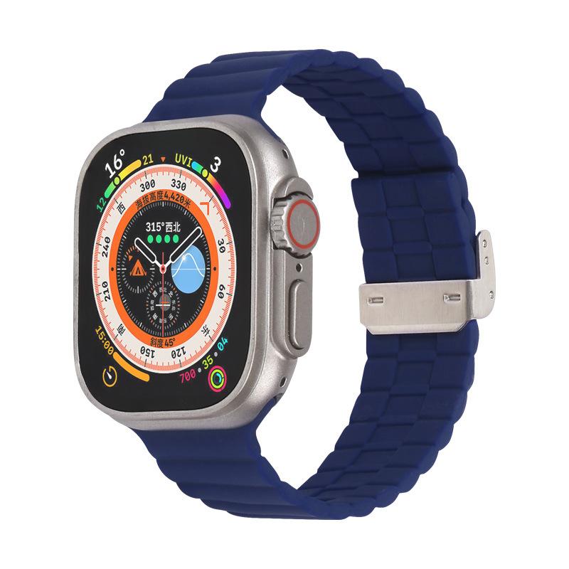 Luxury Loop Wave Buckle Bamboo Joint Silicone for Samsung Watch Strap 22mm Push Button Watch Band for Apple Watch