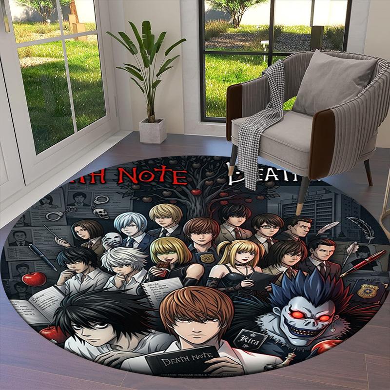 Death Note Round Area Rug Carpet Rug For Living Room Bedroom Sofa Playroom Decor Nonslip Floor Mat