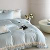 Light Luxury Heart Embroidered 60S Tencel Duvet Set - Soft Cooling Ice Silk Bedding