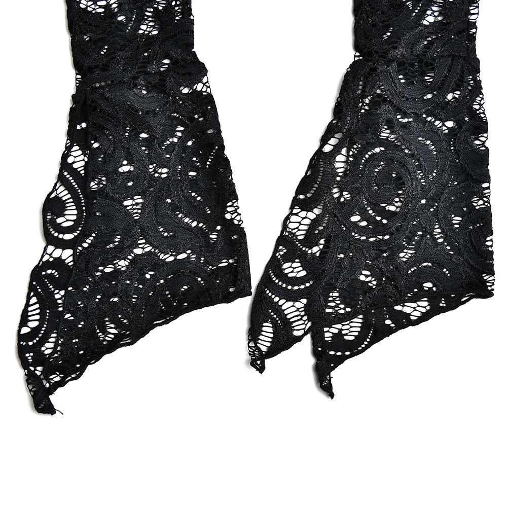 Letnia seksowna, dopasowana koronkowa bluzka z dekoltem w serek i rozszerzanymi rękawami