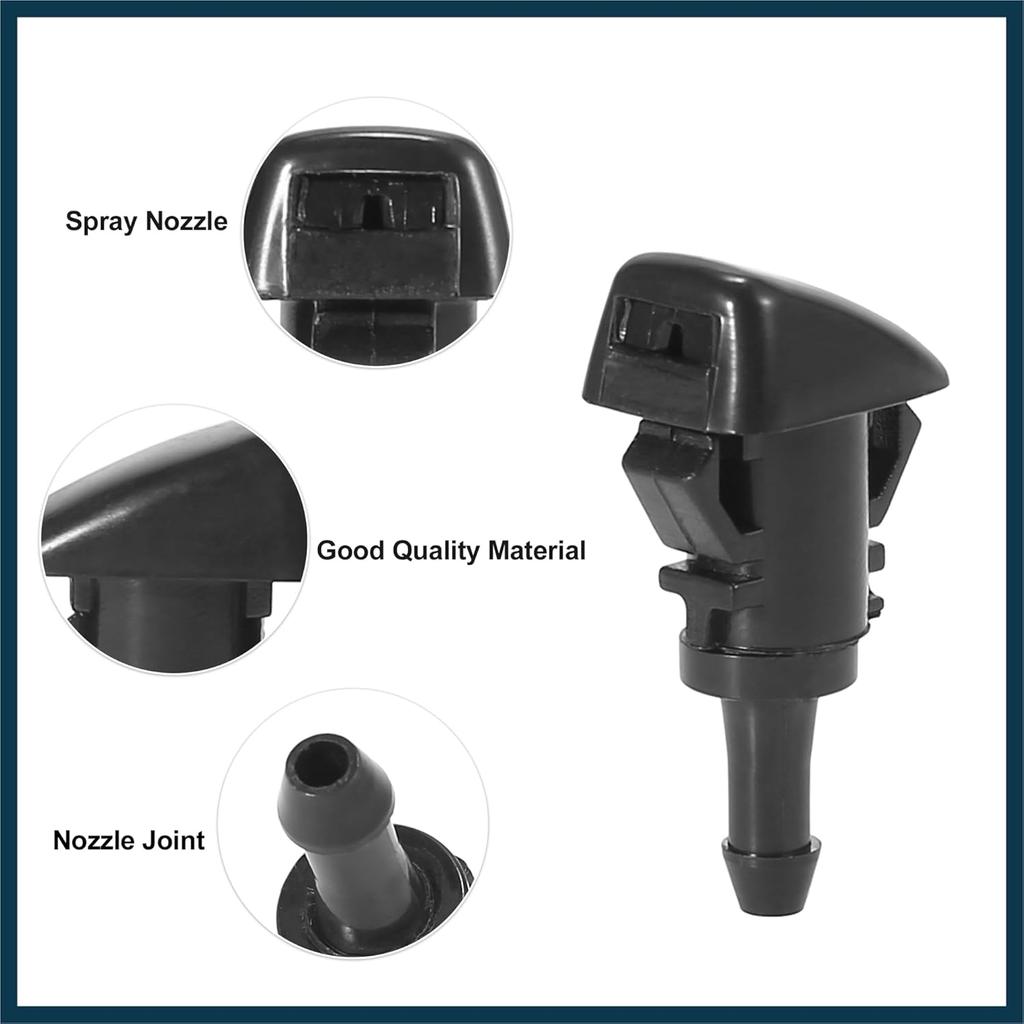 Front Windshield Wiper Nozzles for Chrysler Town Country for Dodge Grand Caravan with Gaskets - Pack of 2 Black Automotive Parts