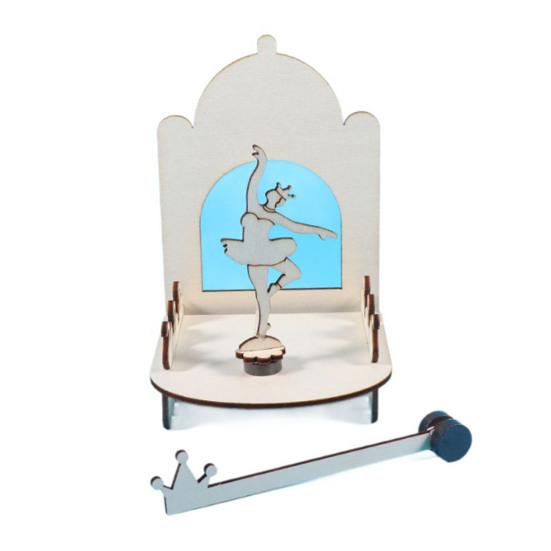 1 Set DIY Magnetic Ballet Girl Model Kit Handmade Wooden Puzzle Dance Stage Building Crafts Kids STEM Educational Science Experiment Toy