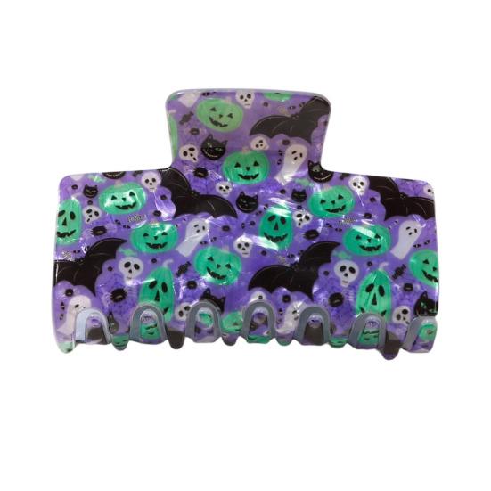 Haarkralle Halloween Geist Spinnenmuster Hinterkopf Haarspange Anti-Rutsch Zähne Starker Halt Haifisch-Haarkralle Vielseitiges Haaraccessoire