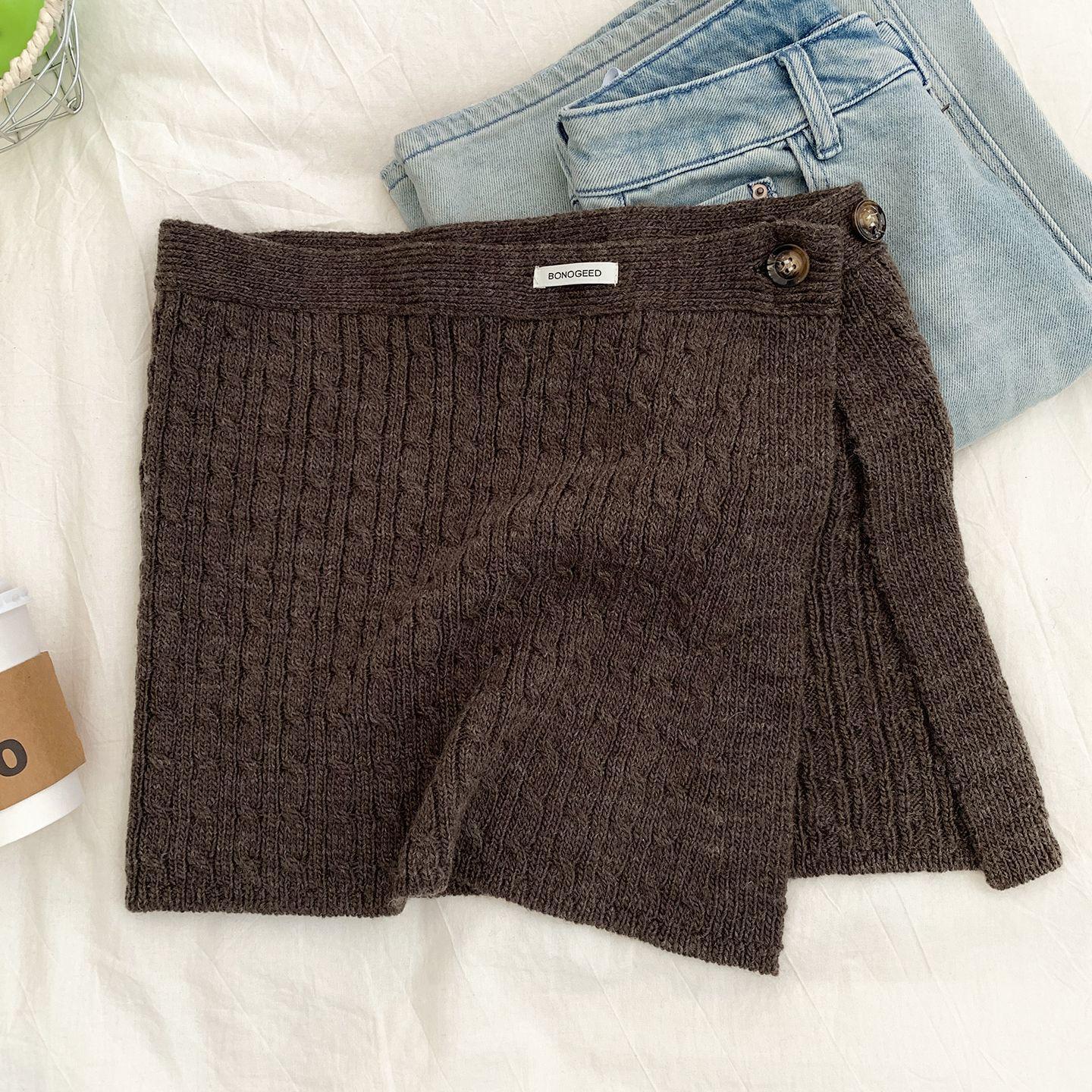 

Grey Layered Cable Knit Skirt for Women - Autumn/Winter 2025 Collection Universal Size M