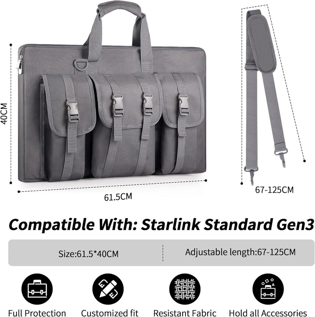 Starlink V3 Carrying Bag for 3rd Generation Starlink Standard Flat Storage. Starlink Gen 3 Case Carrying Bag. Fits All Accessories. Waterproof,