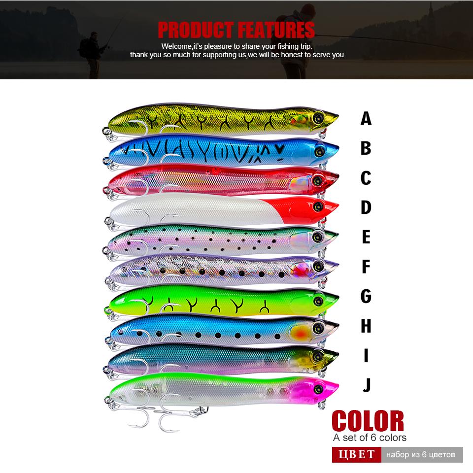 1PC Popper Fishing Lure 12.5cm 19g Floating Plastic Hard Bait Topwater Artificial Wobbler Bass Tackle