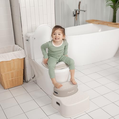 MomnLittle Toilet Seat and Step Set, 2-Step Toilet Trainer, Non-Slip Potty Step for Toddlers and Toilet Training (Toilet Seat and Step Set)