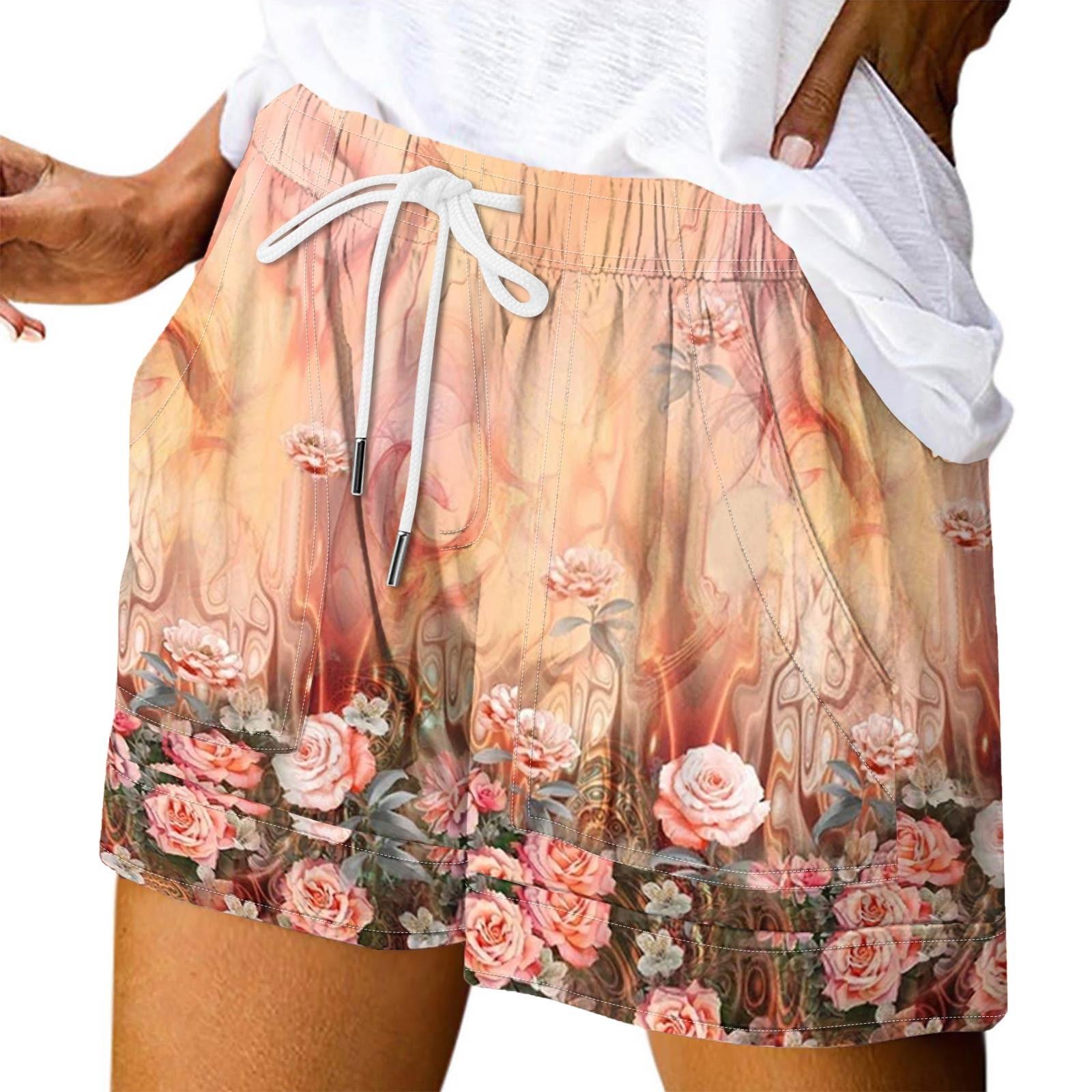 

Женские повседневные летние эластичные пляжные шорты с принтом повседневные шорты S оранжевый