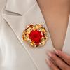 A Women's Brooch, Golden Yellow and Red Flowers, able Brooch for Parties, Suitable for Daily Wear and Vacation Wear