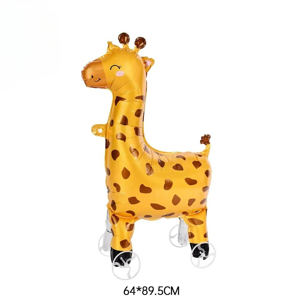 16pcs Cute Walking Animal Foil Balloons with Wheels Walking Wheels Elephants Dinosaurs Lions Rabbits Children's Toy Balloons