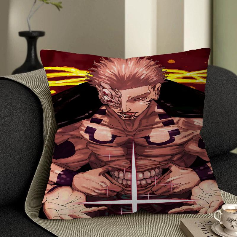 Poduszka Anime R-Ryomen S-Sukuna Poduszka Anime Pokrowiec na Poszewkę Poduszki na Kanapę Łóżko Zagłówek Pokrowiec na Poduszkę 45x45 Cm Modny