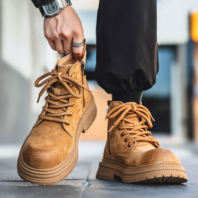Martin Boots Men's Desert Boots New Autumn Couple Rhubarb Boots British Style High-top Men's Shoes Outdoor Tooling Boots