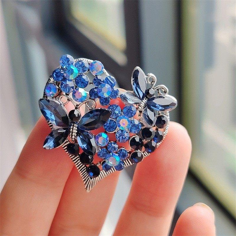 Vintage Rhinestone Butterfly & Heart Brooch Luxury Crystal Pin for Coat, Blazer & Formal Attire, Elegant Statement Jewelry