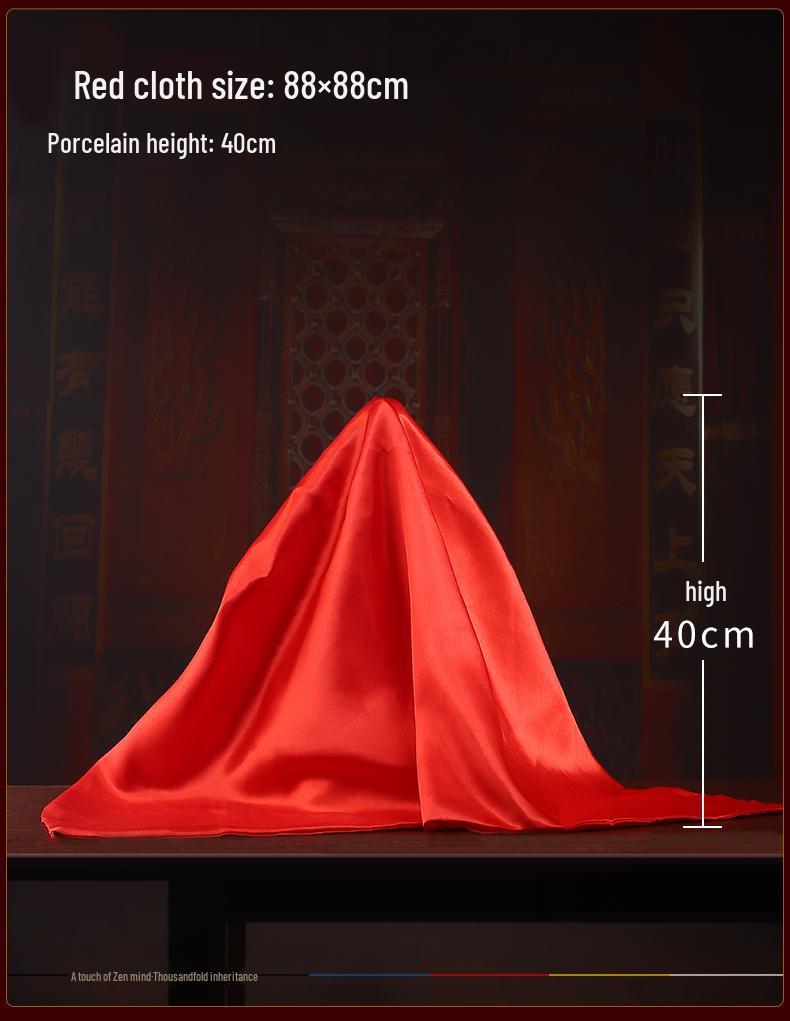 Buddha and Bodhisattva Statue with Red Silk Cloth Covering for Head and Body