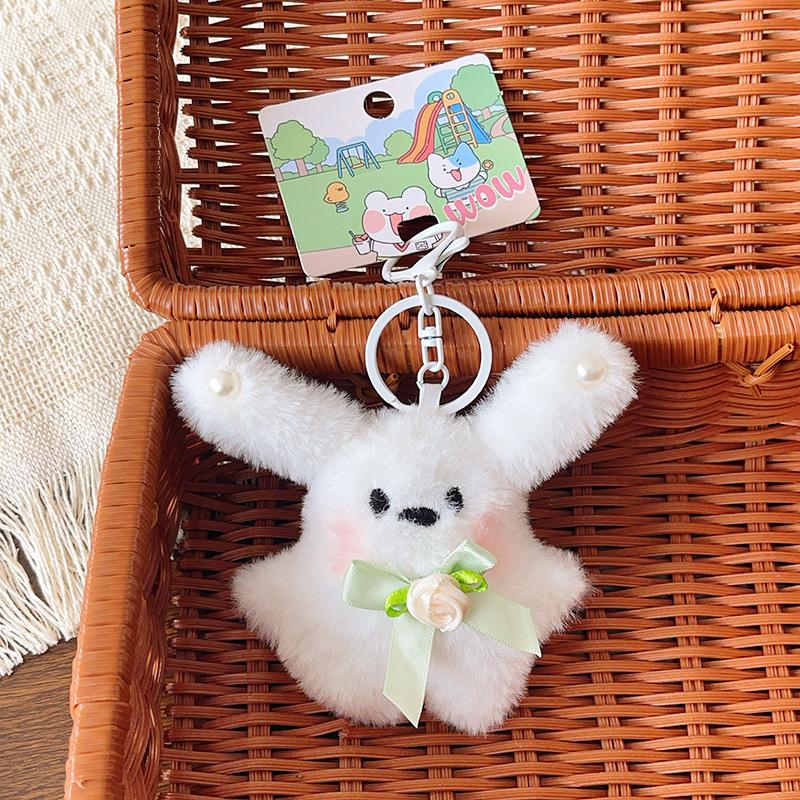 Cartoon Plush Doll Blush Rabbit Pendant Pacha Dog Doll Bag Keychain Pendant Gift Companion
