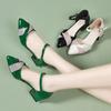 Women Sexy Party Green Patent Leather Buckle Strap Square Heel Shoes Lady Elegant Comfort Heel Pumps Sapatos Ab638