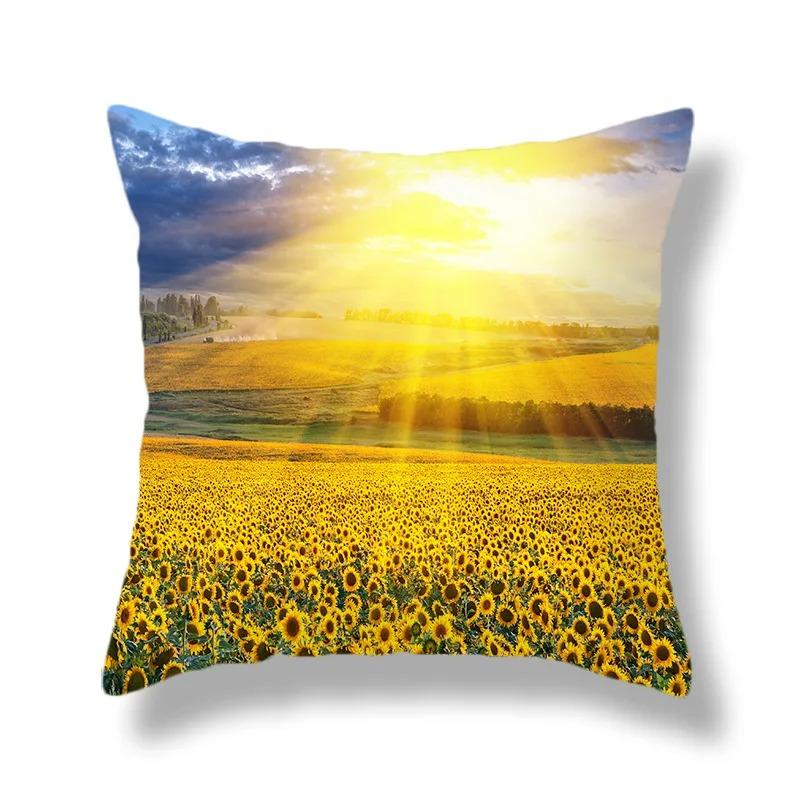 Beautiful Sunflower Field Print Pillowcase Car Ornaments Office Living Room Home Pillowcase
