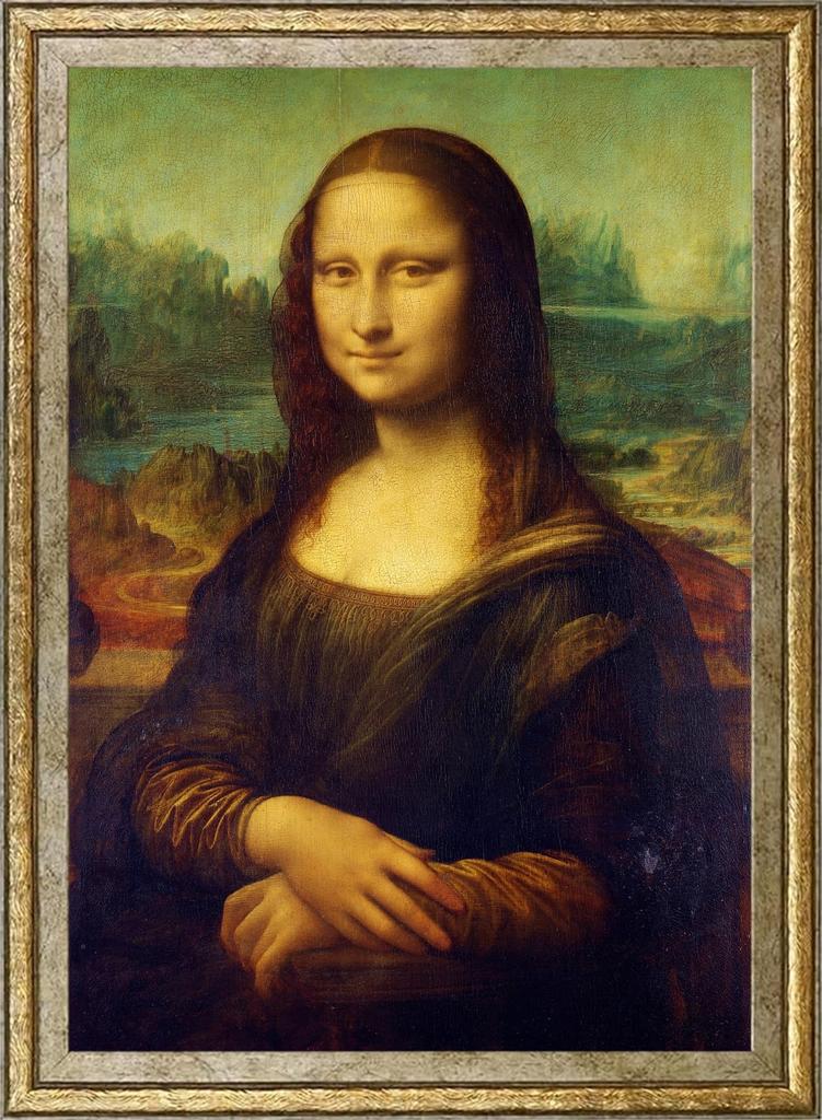 Leonardo Da Vinci (Mona Lisa) Poster, A4 Size, Tabletop, Wall Hanging, Interior Decor, Wallpaper, Painting, Art Poster, Gold Frame