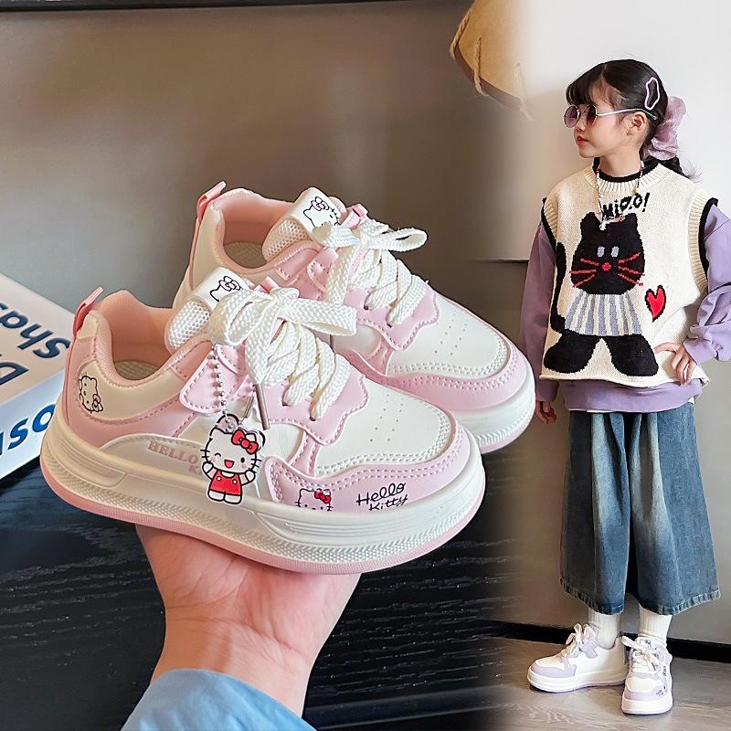 Stylische lässige Skate-Schuhe für Mädchen mit Katzenmotiv für Frühling 2026 - Perfekt für Grund- und Mittelschüler