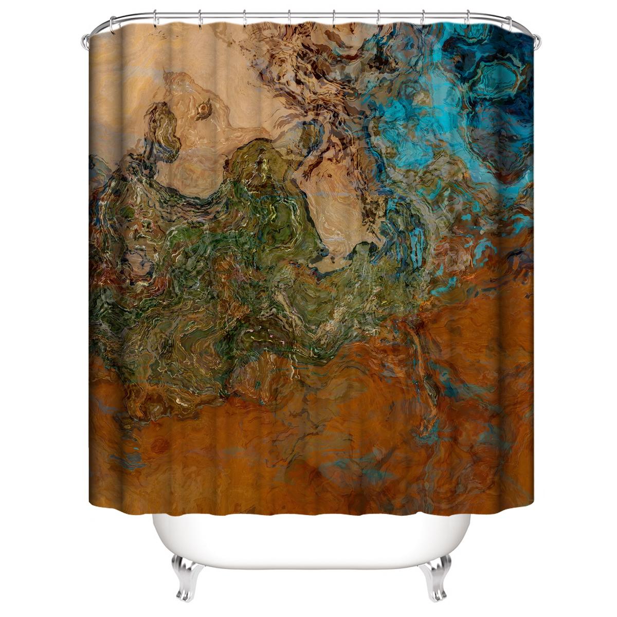 

Luxury Marble Shower Curtain Polyester Shower Curtain Pedestal Rug Set Bathroom Decor Waterproof Curtain Custom Pos Personal 90x180cm