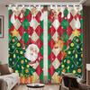 Set Of 2 Cartoon Santa Claus Reindeer Print Curtain Insulation Living Room Holiday Decoration Multiple Sizes Blackout Polyester Ideal For