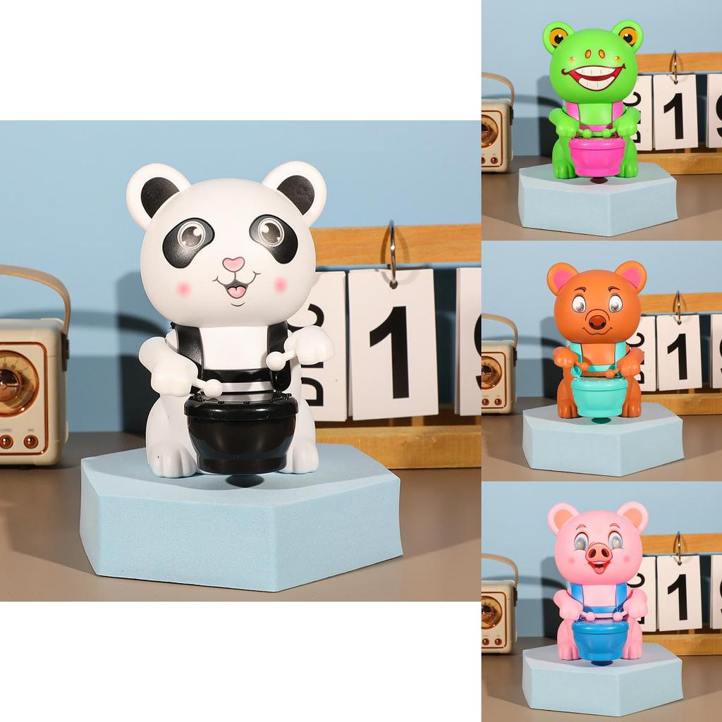 Plastic Animal Pig Bear Handcrank Drum Toy For Toddlers With Visual And Sensory Development