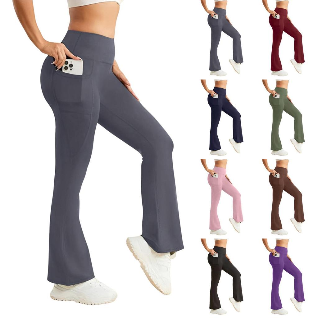 High Waist Flare Yoga Pants with Pockets for Women Stretch Bootcut Athletic Workout Pants Tummy Control Leggings
