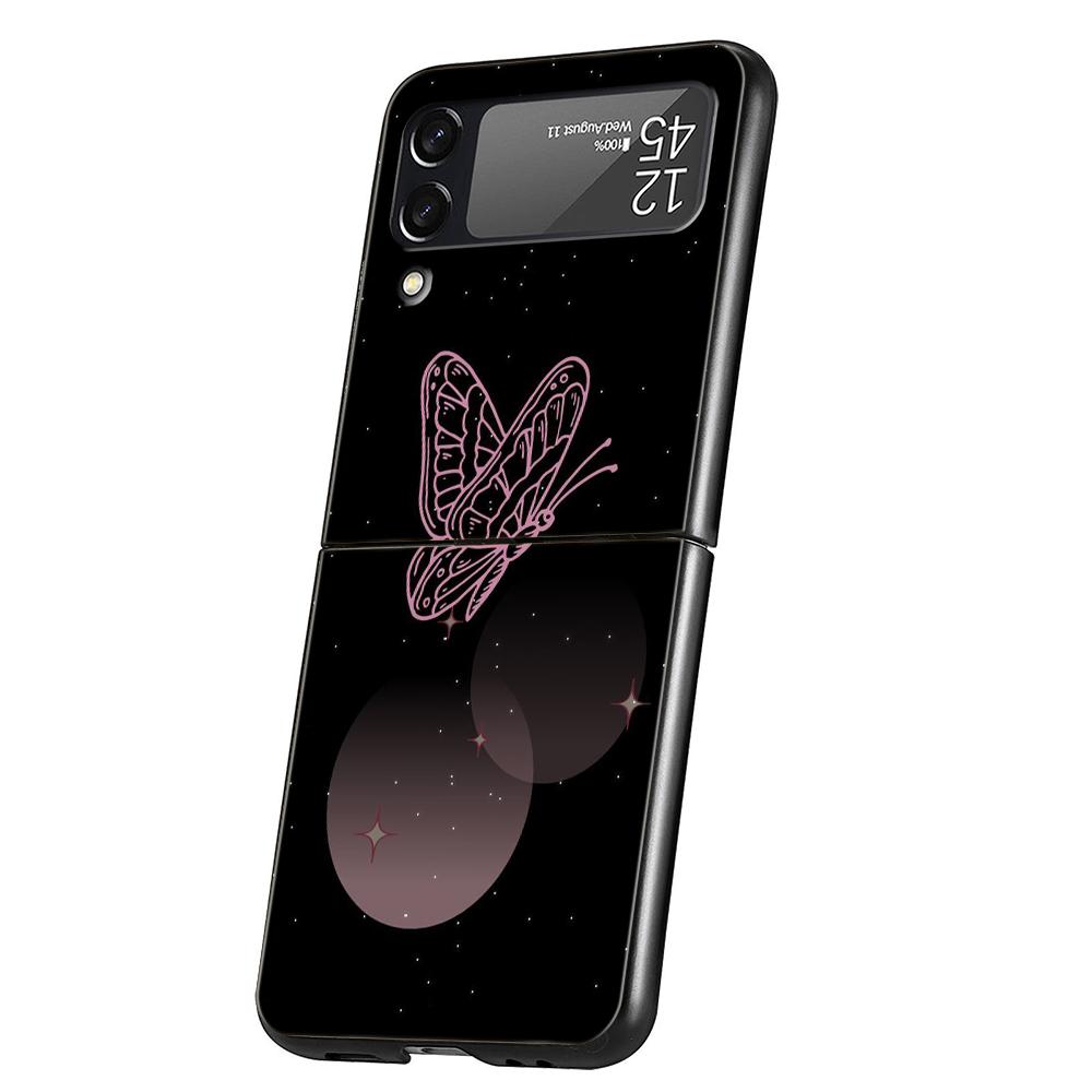 

Luxury Phone Case For Samsung Galaxy Z Flip 3 4 5 6 Hard Folding PC For Samsung Z Flip3 Flip4 Flip5 Cover Butterfly Love Black Galaxy Z Flip 4
