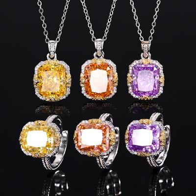 Jewelry High Carbon Diamond Ice Flower Cut Copper Inlaid Retro Light Luxury Suit Female Host 10 * 12