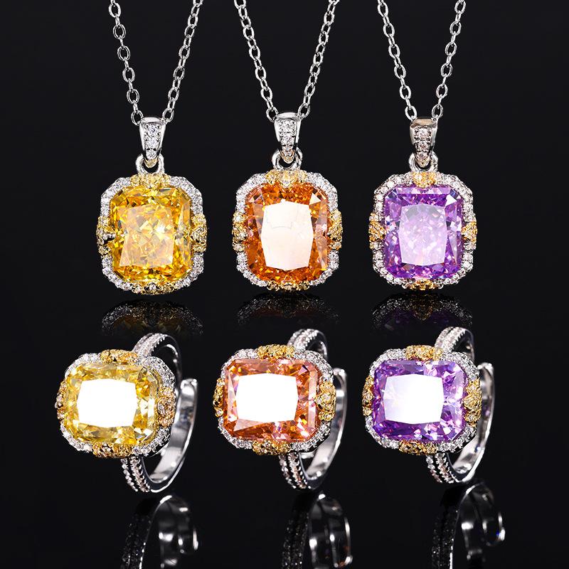 Jewelry High Carbon Diamond Ice Flower Cut Copper Inlaid Retro Light Luxury Suit Female Host 10 * 12