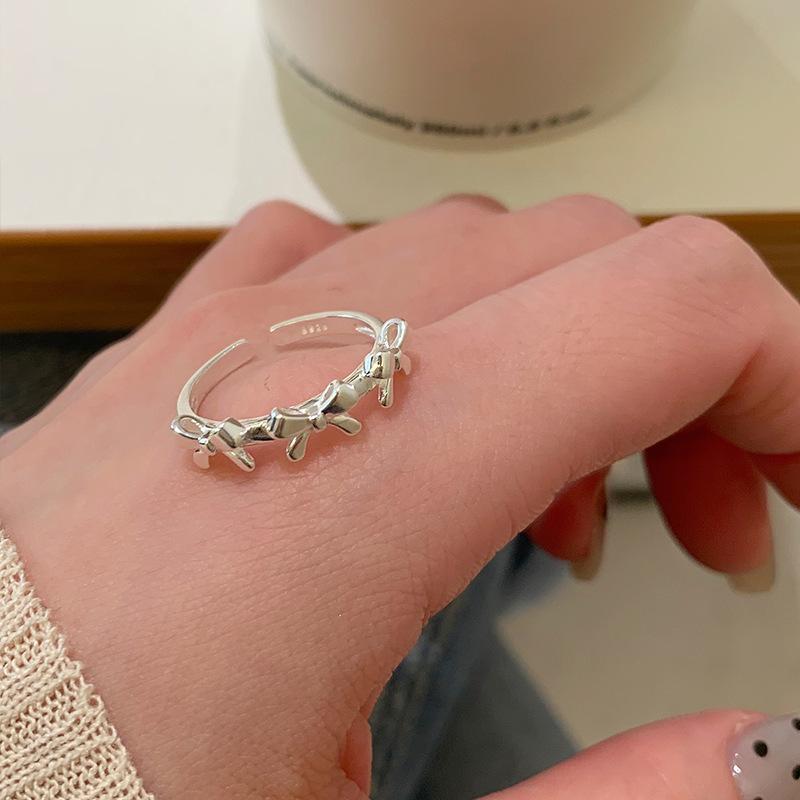 VENTFILLE 925 Sterling Silver Bow Tie Ring For Women Girl Birthday Gift Sweet Cute Romantic Jewelry Accessories Dropshipping