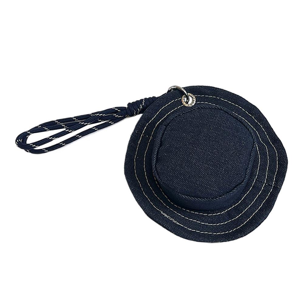 Denim Mini Hat Shape Wallet Portable Money Pouch Cute Novelty Headphone Bag with Hand-Held Strap Keychain Bag Decor Pendant Bag