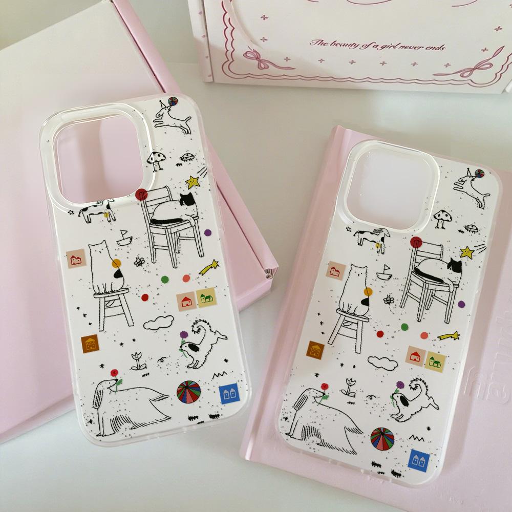Painted Phone Case for iPhone 12 13 15 16 iPhone 16 12 13 14 15 Pro  14 15 16 Pro Max Coverage Shockproof Anti-Fingerprint Fresh Style Protective Case