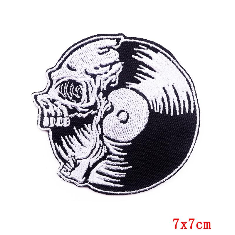 Drinking Coffee Skeleton Patches Skull Finger Letter Embroidery Patch For Clothing Thermoadhesive Patches On Clothes Punk Patch