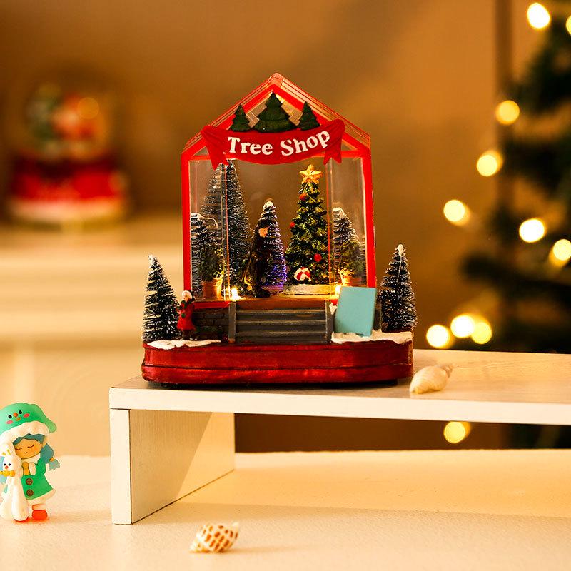 Luminous Rotating House Christmas Music Box Ornament