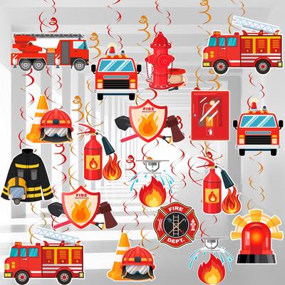 Feuerwehrauto Hängende Wirbel, Feuerwehrauto Geburtstagsdeko Set Feuerwehrauto Hängende Wirbel Dekorationen, Feuerwehr Feuerwehrauto Rettung Hängende Wirbel