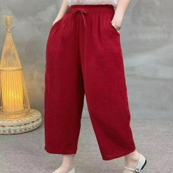 

Summer Elastic Waist Versatile Plain Color Women s Casual Slimming Harem Pants 3XL (140-160 kg)