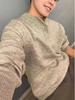Unisex Gray Henley Collar Sweater - Cozy Autumn/Winter Style, High-End Knitwear